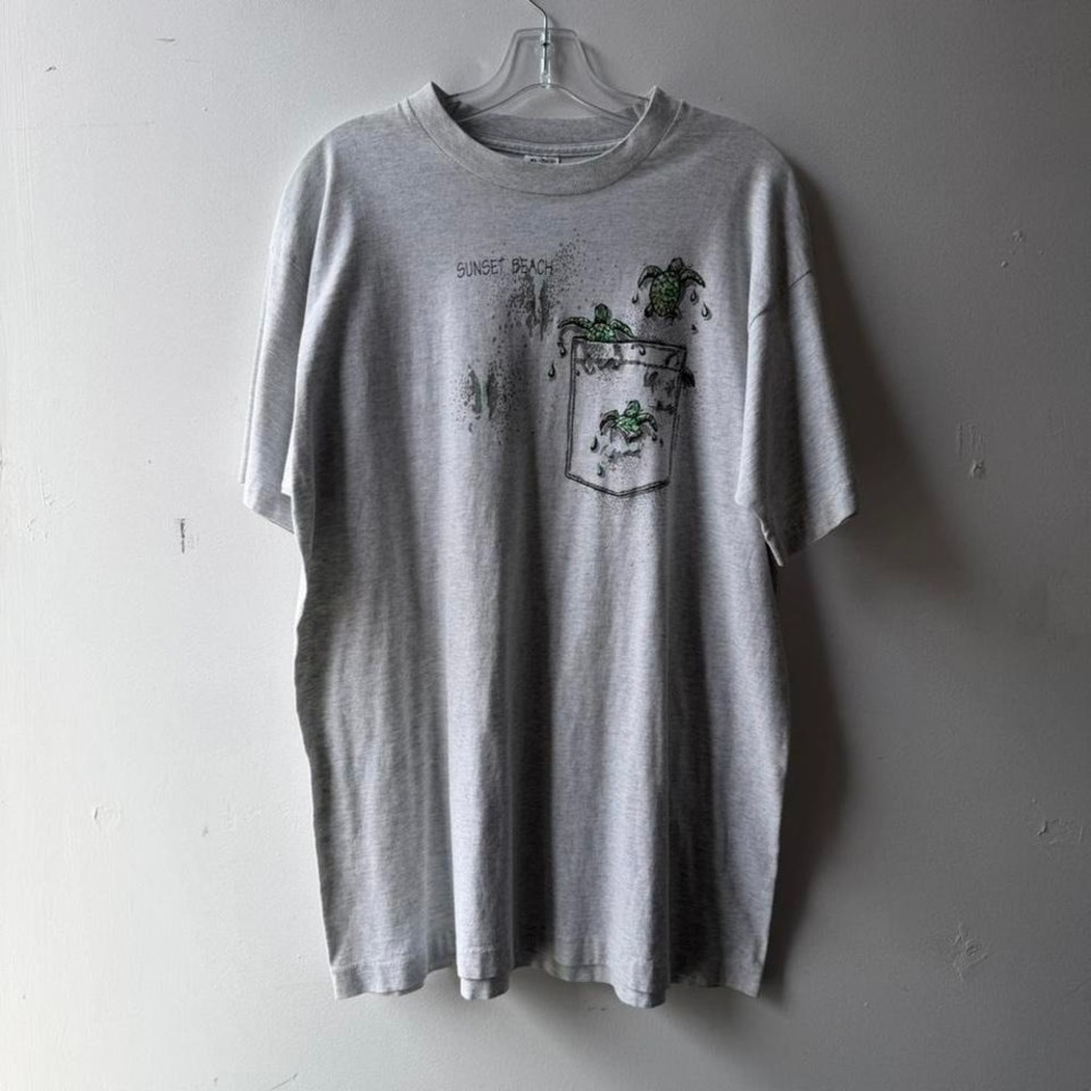 Fruit of the Loom grey sunset beach pocket tee Size XL